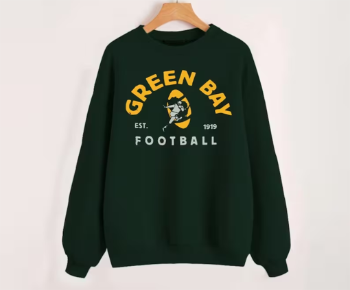 Green Bay Football Vintage EST 1919 Forest Green Sweatshirt, Green Bay Football Team Shirt, Retro American Football Sweatshirt