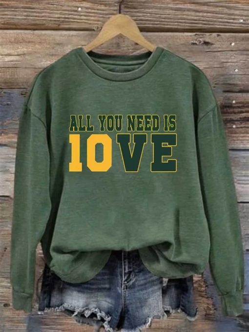 Vintage Green Bay Football Sweatshirt, All You Need is Love Packers Sweatshirt, All You Need Is Jordan Love Football Crewneck and Hoodie