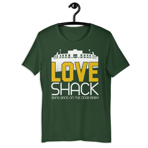 Jordan Love Quarterback Love Shack Lambeau Field Shirt, Green Bay Packers Football T-Shirt, WI Wisconsin Sports Fan Tailgating Party B-52’s