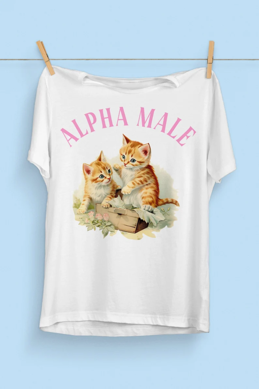 Alpha Male Cat T-Shirt | Funny Kitten Shirt | Oddly Specific | Cottagecore Aesthetic | Offensive Ironic Sarcastic | Shirts that go Hard