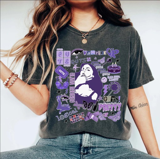 Olivia Rodrigo Guts T-shirt Sweatshirt, Guts Tour 2024 Shirt, Olivia GUTS Album Shirt Vampire, Comfor Color/Bella Canvas/Gildan