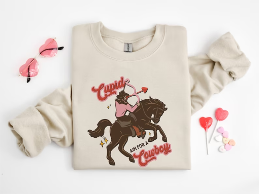 Cupid Aim For A Cowboy shirt,Cowboy Sweatshirt, Valentine’s Day Cowboy,Valentine’s Day Country shirt, Valentine’s Day, Cowgirl Valentine tee