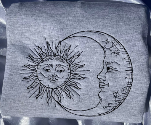 Sun and Moon Embroidered Sweatshirt