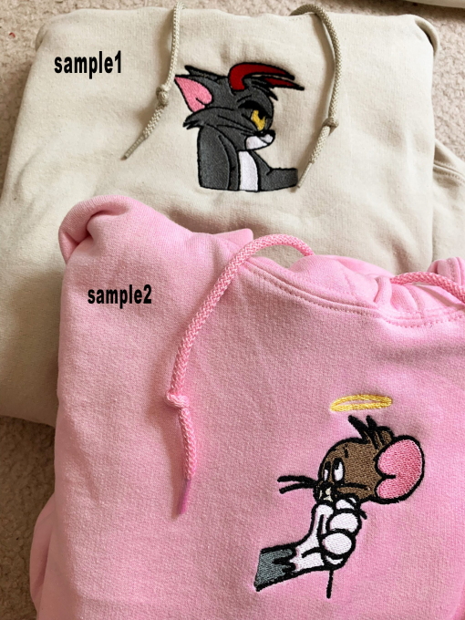 Tom And Jerry Matching Embroidered Hoodies