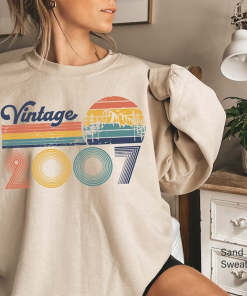 “Vintage 2007 Sweatshirt, Teenage 16th Birthday Shirt,…