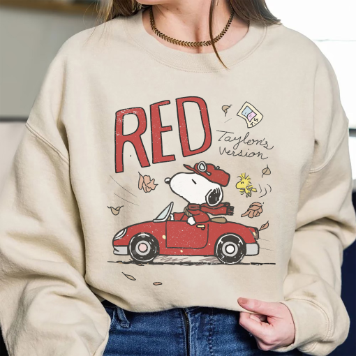 The Red Sn0py Eras Tour Sweatshirt, Swiftie Fan Shirt, Lover Midnights Folklore Shirt, Cute Cartoon Dog Eras Tour Albums Sweatshirt