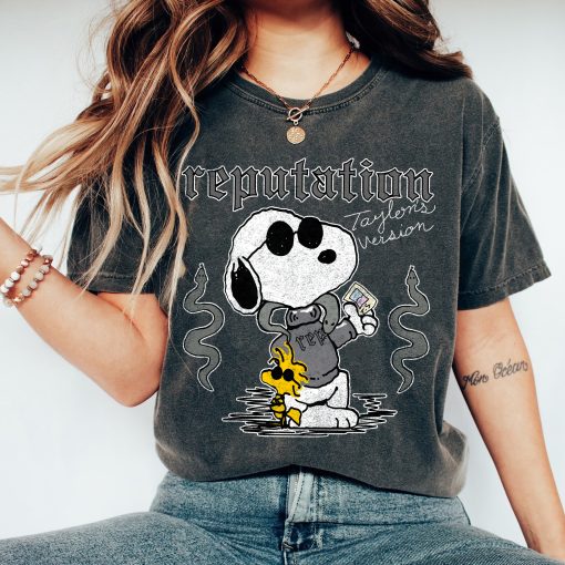 The Sn0py Reputation Eras Tour Sweatshirt, Swiftie Fan Shirt, Lover Midnights Folklore Shirt, Cute Cartoon Dog Eras Tour Albums Sweatshirt