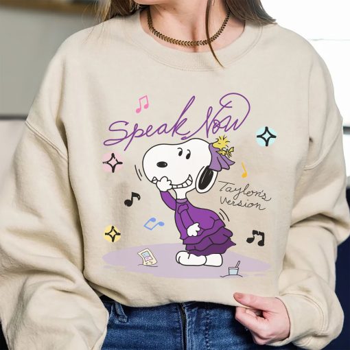 The  Speak Sn0py Now Eras Tour Sweatshirt, Swiftie Fan Shirt, Lover Midnights Folklore Shirt, Cute Cartoon Dog Eras Tour Albums Sweatshirt