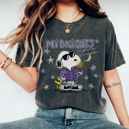 The Midnights Sn0py Eras Tour Sweatshirt, Swiftie Fan Shirt, Lover Midnights Folklore Shirt, Cute Cartoon Dog Eras Tour Albums Sweatshirt