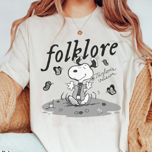 The Folklore Sn0py  Eras Tour Sweatshirt, Swiftie Fan Shirt, Lover Midnights Folklore Shirt, Cute Cartoon Dog Eras Tour Albums Sweatshirt