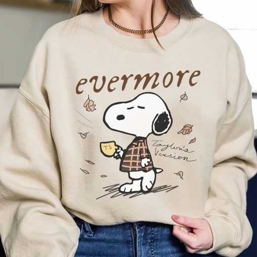 The Evermore Sn0py  Eras Tour Sweatshirt, Swiftie Fan Shirt, Lover Midnights Folklore Shirt, Cute Cartoon Dog Eras Tour Albums Sweatshirt