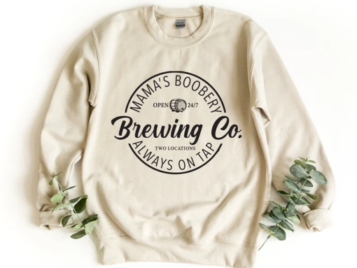 Brewing Co Sweatshirt, Funny Breast Feeding Crewneck Sweatshirt, Mama’s Boobery Pullover, New Mom Sweatshirt, Mother’s Day Sweatshirt