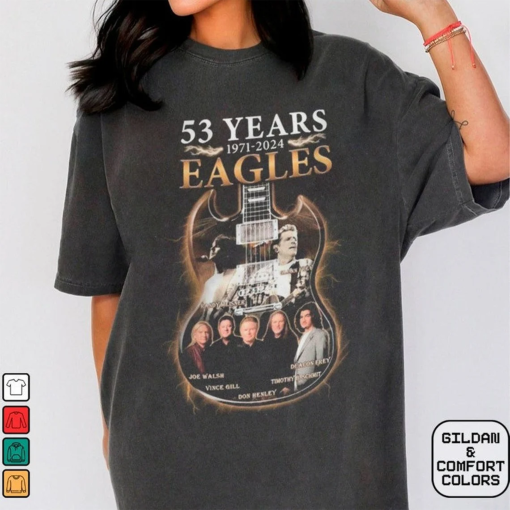 The Eagles Guitar Band 53 Years 1971-2024 Signatures Shirt, The Eagles Band Tee, The Eagles Band Shirt,Eagles Lovers Shirt