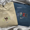 Personalized Carl And Ellie Embroidered Sweatshirt|Custom Initial Couple On Sleeve Sweatshirt|Valentine Gift For Him Or Her|Matching Couple