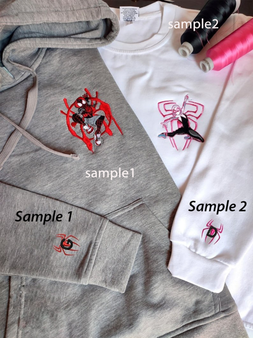 Custom Embroidered Roman Numeral Couple Sweatshirts, Spiderman and Spider-woman Hoodies, Spiderman and Gwen, Personalized Valentine Gift