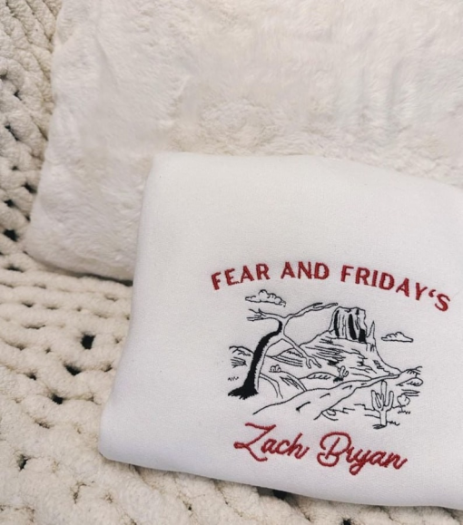 Zach Bryan Fear and Fridays Poem Sweatshirt – Front and Back Zach Bryan Hoodie – Fall Cozy Season Concert Embroidered sweatshirt