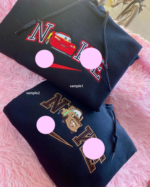 Cars Mcqu//een x S//ally Couple Embroidered Sweatshirt, Couple Embroidered Hoodie, Lightning Cars Sweatshirt, Couple Matching