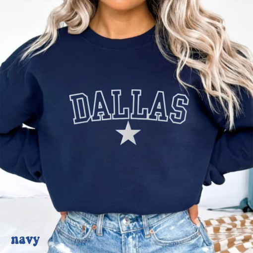 Embroidered Dallas Sweatshirt, Embroidered Texas Sweatshirt, Dallas Crewneck, Dallas Football, Dallas Hockey, Embroidered Dallas Crewneck