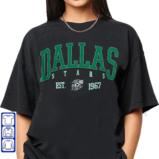 Dallas Stars Sweatshirt, Dallas Sports Fan Gift, Woman Hockey Fan Shirt, Hockey Team Retro Shirt, Vintage Style Dallas Hockey Hoodie