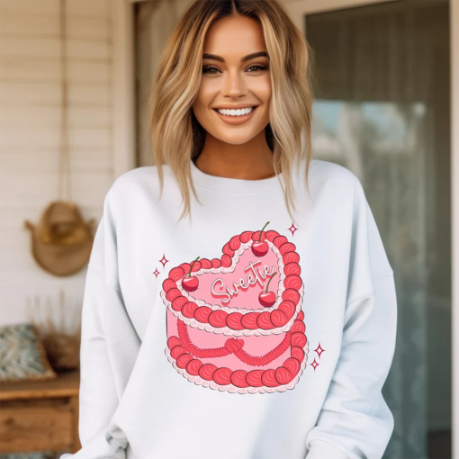 Valentine Sweetie Heart Cake Sweatshirt, Valentines Shirts for Women, Valentines Day Gift, Valentine’s Day, Valentines Sweater, Heart Shirt