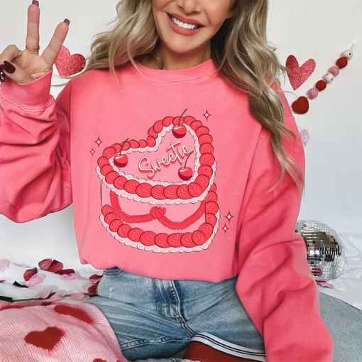 Valentine Sweetie Heart Cake Sweatshirt, Valentines Shirts for Women, Valentines Day Gift, Valentine’s Day, Valentines Sweater, Heart Shirt