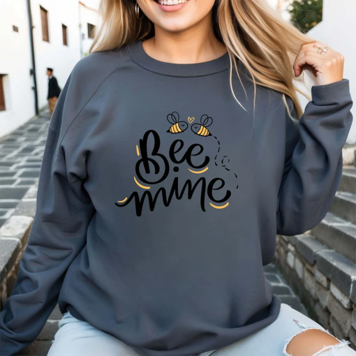 Valentines Day Sweatshirt Bee Mine Unisex Couples Sweatshirt, Anniversary Gift Trendy Design Custom Gift Shirts for Family Friends