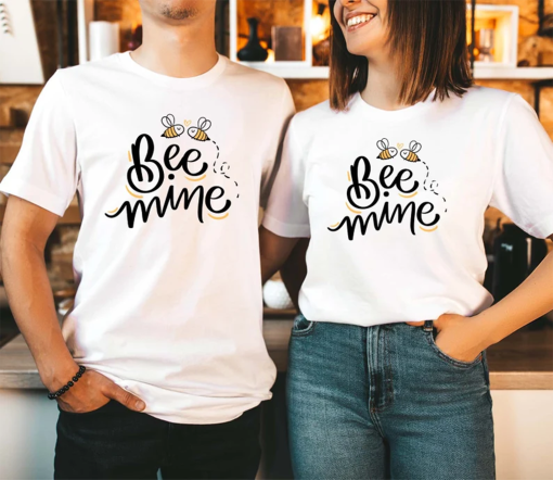 Valentines Day Sweatshirt Bee Mine Unisex Couples Sweatshirt, Anniversary Gift Trendy Design Custom Gift Shirts for Family Friends