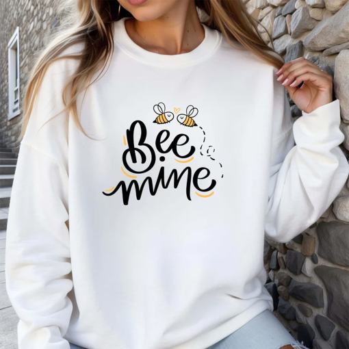 Valentines Day Sweatshirt Bee Mine Unisex Couples Sweatshirt, Anniversary Gift Trendy Design Custom Gift Shirts for Family Friends