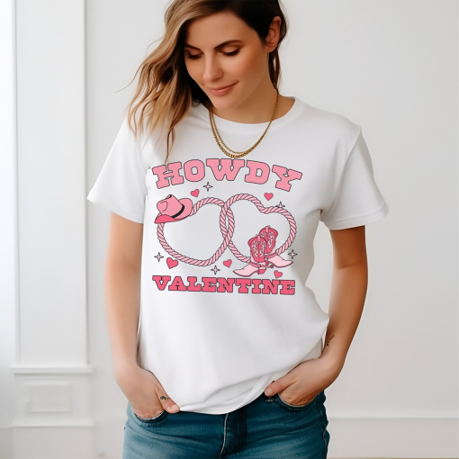 Howdy Valentine shirt Western-Inspired Valentine’s Day Shirt – Trendy Cowboy Romance Tee for Couples