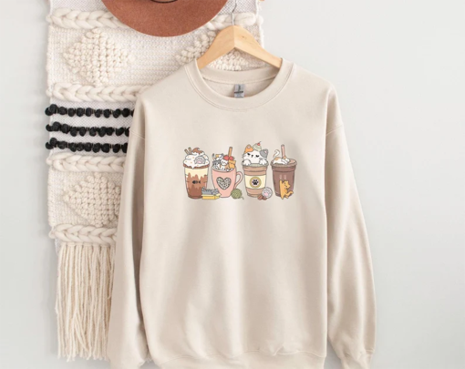 Cat Coffee Lover Sweatshirt, Fall Cats and Coffee, Cute Cat Fall Coffee Shirt, Cat Lady Sweater, Cute Cat Mom Sweatshirt, Cat Mom Pullover