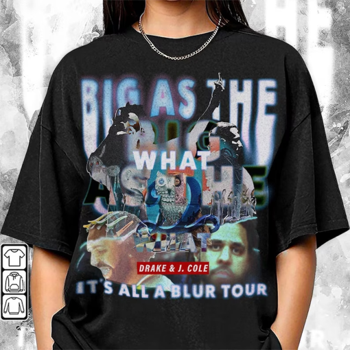 Drake J Cole Big As The What Tour 90s Shirt, Collage Rapper Vintage It’s All Blur Tour Y2K Sweatshirt, Retro Rap Hoodie 2711R ILYD