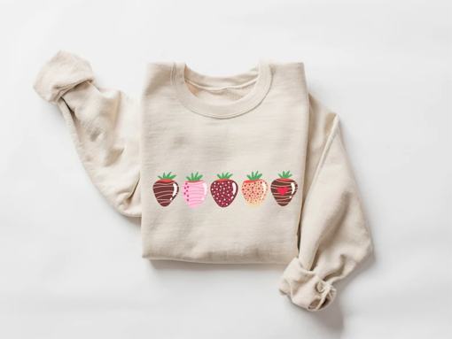 “Chocolate Strawberries Valentines Day Sweatshirt, Sweet Strawberry Shirt, Happy Valentines Day, Valentines Day Gift, Matching Couple Shirt “