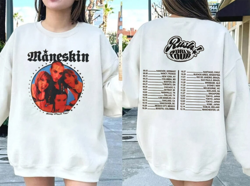 Måneskin Rush! World Tour 2023 T-Shirt Sweatshirt, Måneskin Band Concert Shirt, Måneskin 2023 World Tour shirt, Maneskin Fan Gift