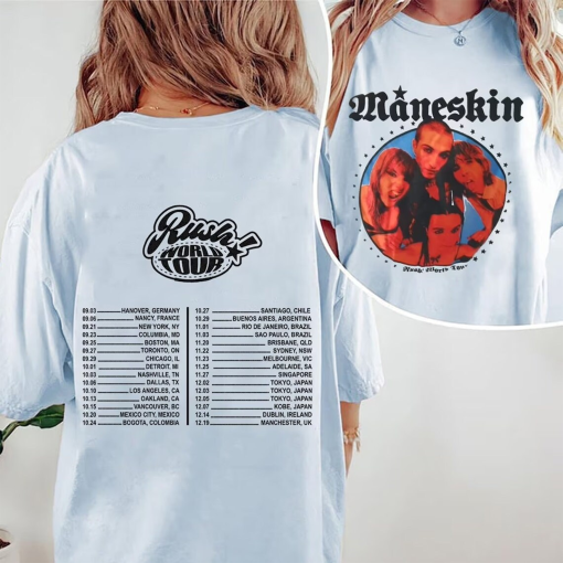 Måneskin Rush! World Tour 2023 T-Shirt Sweatshirt, Måneskin Band Concert Shirt, Måneskin 2023 World Tour shirt, Maneskin Fan Gift