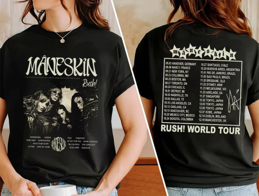 Måneskin Rush! World Tour Concert 2023 T-Shirt, Maneskin Band Shirt, Måneskin 2023 World Tour shirt, Maneskin Tour Gift, Anniversary Gift