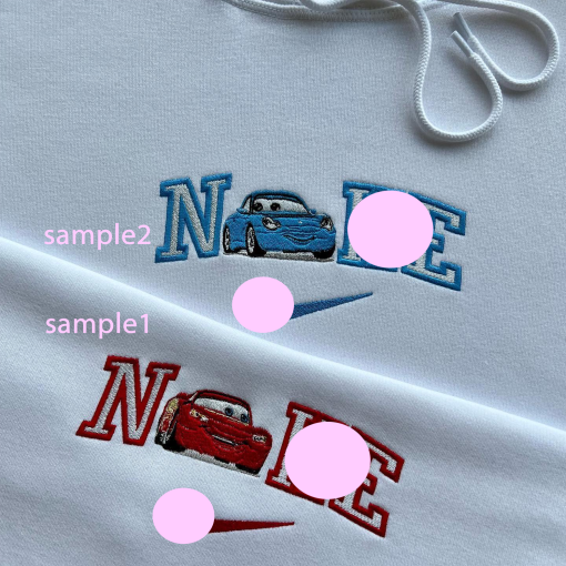 Cars Light.nin.g Mc.Q.ue.en and S.a.ll.y Embroidered Sweatshirt, Couple Hoodie, Cars Mc.Que.en Embroidered Hoodie, Valentine’s Day Gift