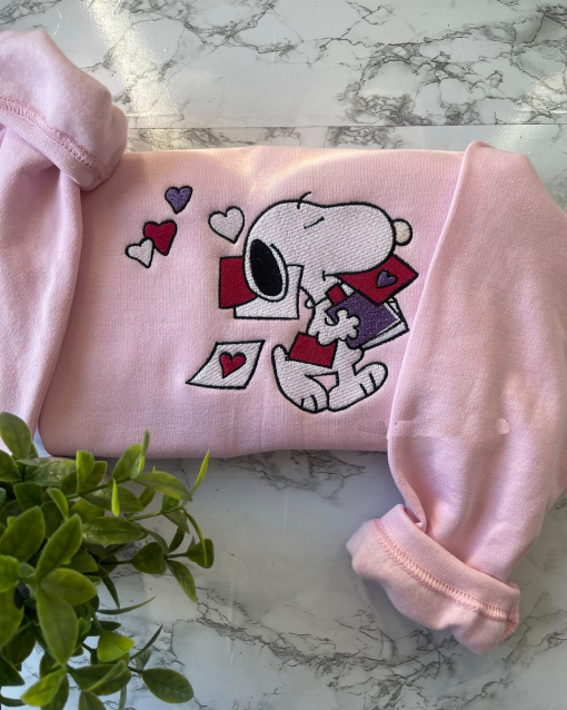 Valentines Snoopy embroidered sweatshirt/v day crewneck/snoopy crewneck/valentines sweatshirt/cute valentines clothes/ valentines clothes