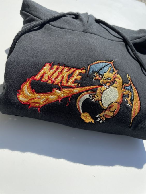 Pokemon Charizard Embroidered Hoodie; Pokemon Charizard embroidered sweatshirt; Pokemon embroidery; Pokemon Hoodies; Charizard sweatshirt