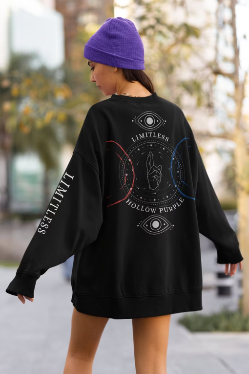 Unisex Anime Sweatshirt, Gojo Inspired, Aesthetic, Minimalist Gothic Limitless Crewneck, tee-shirt, Pullover, Subtle Japanese Anime Crewneck