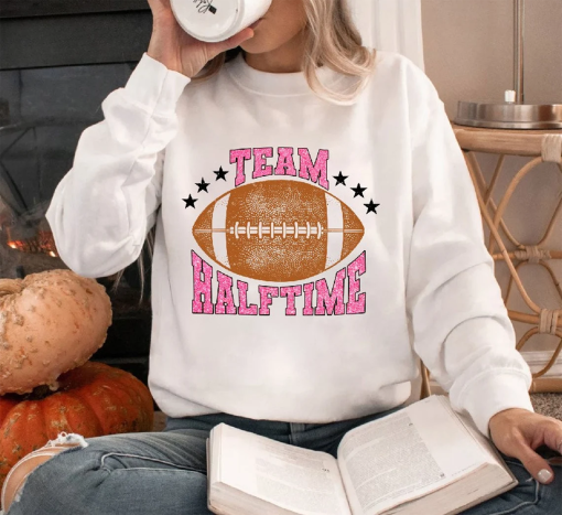 Team Halftime Sparkly Faux Sequins Superbowl T-shirt Sweatshirt Hoodie, Game Day Shirt, Trendy Superbowl Merch