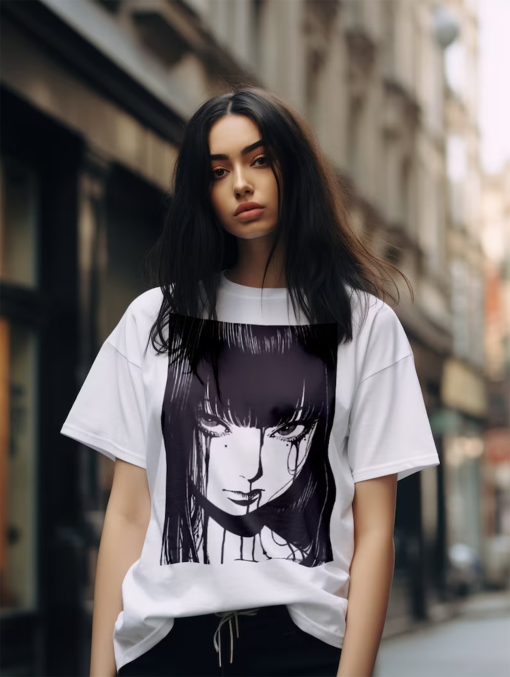 90s Anime Manga Girl T-Shirt | Japanese Horror | Alt Clothes | Anime Aesthetic | Grunge Clothing | Harajuku Streetwear Shirt | Gore Tee