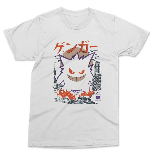 Gengar Anime Art T-shirt, Retro Cool Japanese Manga Style Graphic Tee, Japan Anime Gifts Shirt, Anime Lover tshirt for Kids Adult Unisex Top