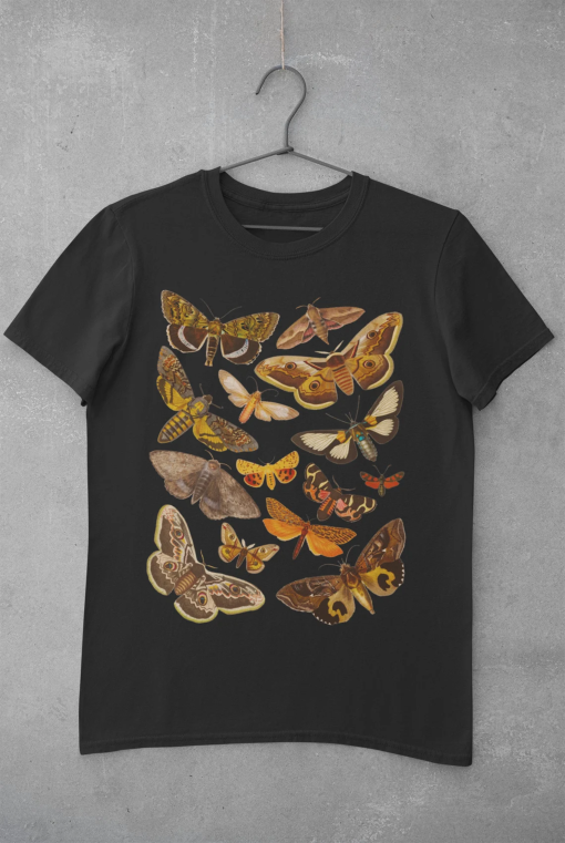 Vintage moths tshirt • Cottagecore butterfly shirt • Goblincore moth t-shirt • Dark Academia botanical top • Fairygrunge fairycore fashion •