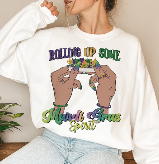 Rolling Up Some Mardi Gras Spirit Png, Mardi Gras png, Glitter Mardi Gras, Carnival png, Mardi Gras Shirt png Louisiana png Digital Download