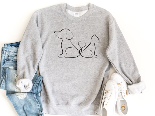 Cat Dog Lover Sweatshirt, Cat Lover Gift, Dog Lover Gift, Dog Lover Crewneck, Cat Dog Pullover Sweatshirt, Animal Lover Sweater