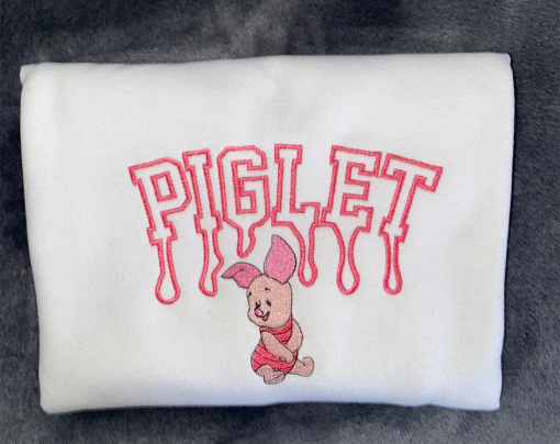 Cute Pig Embroidered Sweatshirt