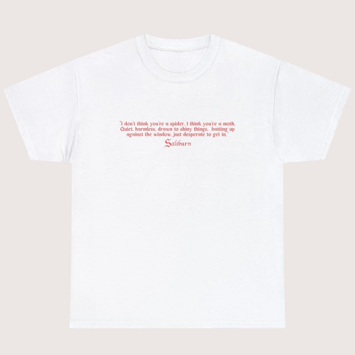 Saltburn T-Shirt Jacob Elordi, Spider Moth Quote Saltburn Movie Tee, Saltburn Merch, Directed by Emerald Fennell Unisex Heavy Cotton Tee