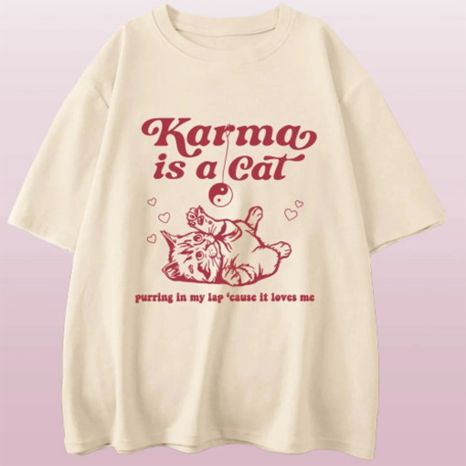 Taylor Swift Karma Is a Cat T-Shirt: Embrace the comfy and fashionable Vibes with this Swiftie Merch shirt. Taylor Swift Eras Tour Shirt