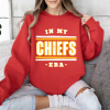 Retro In My Chiefs Era Sweatshirt Crewneck, Football Sweatshirt, Kelce Swift, Football Fan Gifts