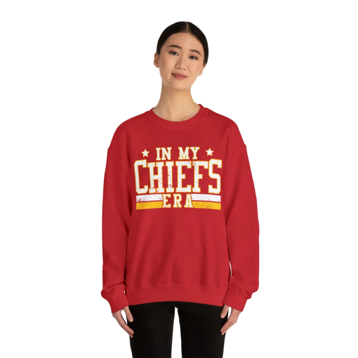 Retro In My Chiefs Era Sweatshirt Crewneck, Football Sweatshirt, Kelce Swift, Football Fan Gifts